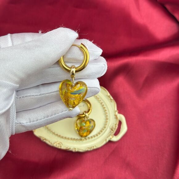 “Sunset Reflection” Glass Heart Hoop Earrings - Picture 5 of 9